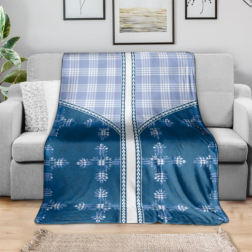 Blue Hawaii Paniolo Quilt Motif Blanket