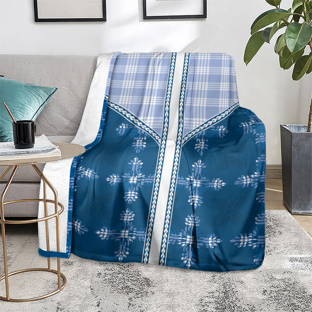 Blue Hawaii Paniolo Quilt Motif Blanket