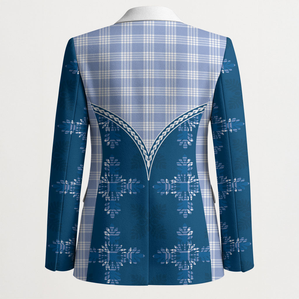 Blue Hawaii Paniolo Quilt Motif Blazer