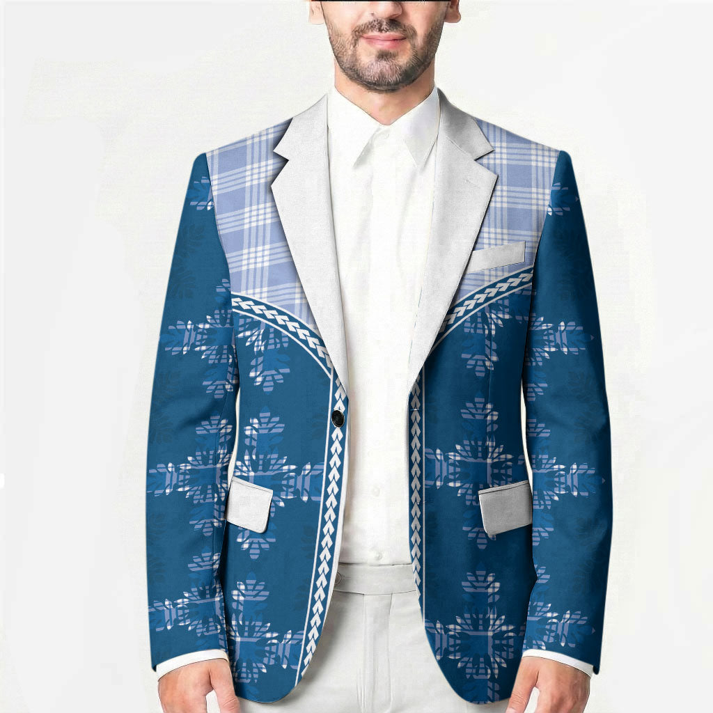 Blue Hawaii Paniolo Quilt Motif Blazer