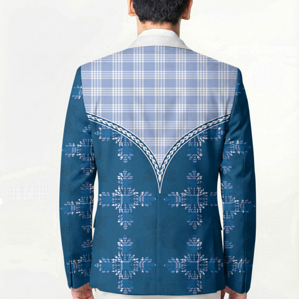 Blue Hawaii Paniolo Quilt Motif Blazer