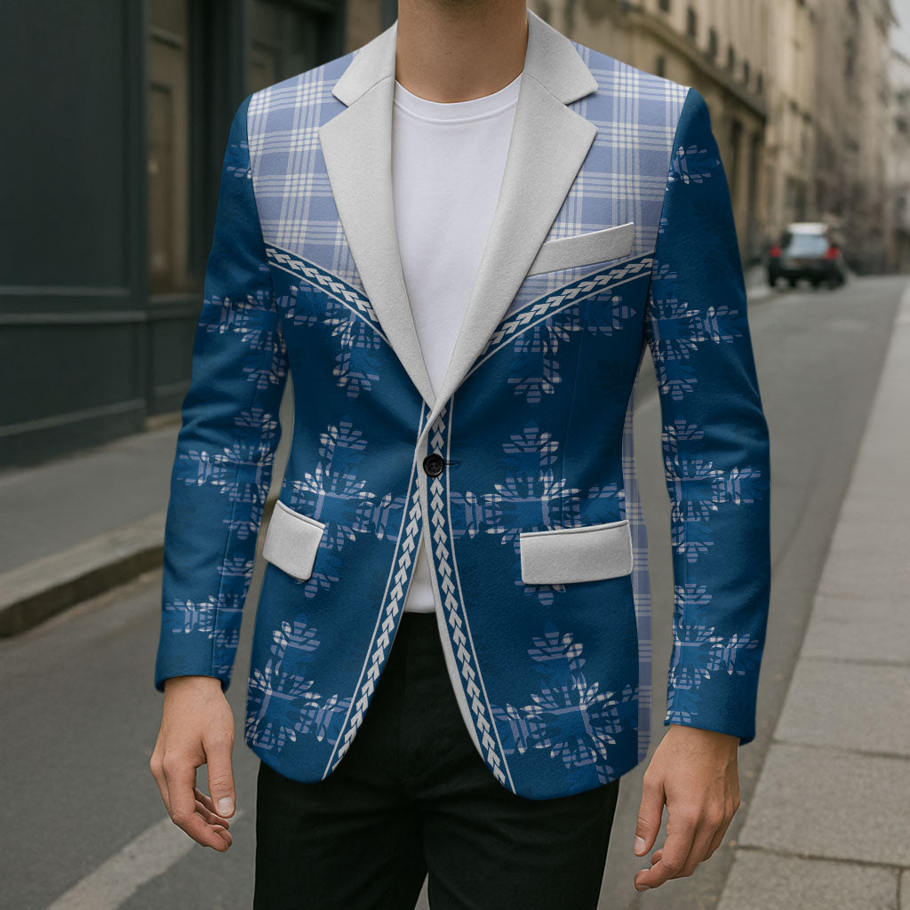 Blue Hawaii Paniolo Quilt Motif Blazer