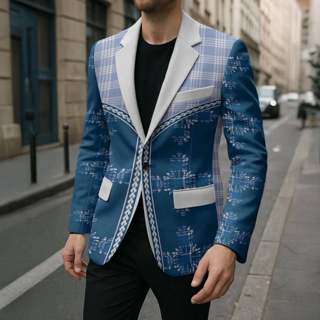 Blue Hawaii Paniolo Quilt Motif Blazer