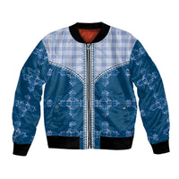 Blue Hawaii Paniolo Quilt Motif Bomber Jacket
