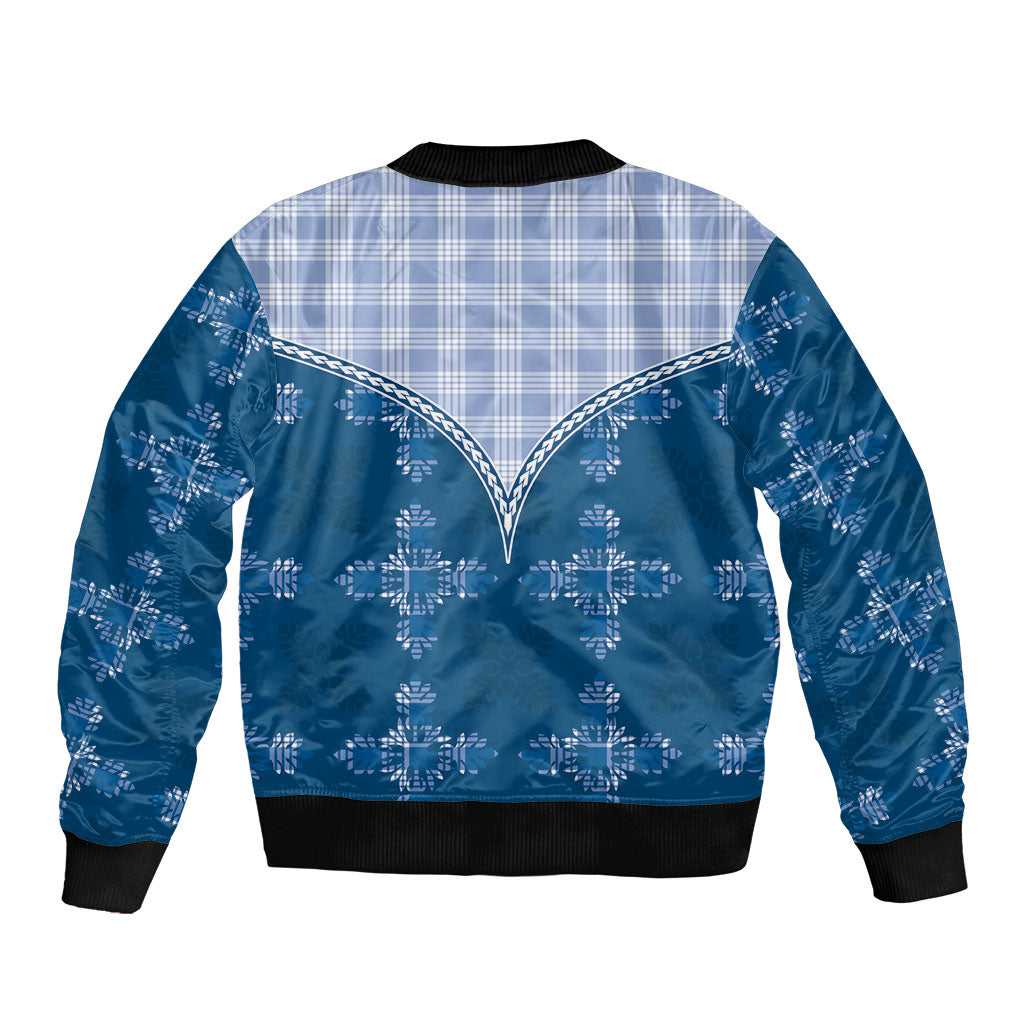 Blue Hawaii Paniolo Quilt Motif Bomber Jacket