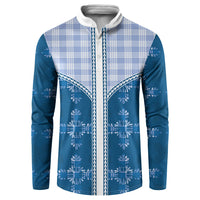 Blue Hawaii Paniolo Quilt Motif Button Sweatshirt