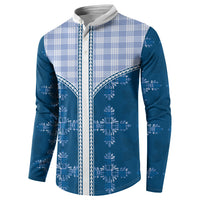 Blue Hawaii Paniolo Quilt Motif Button Sweatshirt