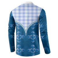Blue Hawaii Paniolo Quilt Motif Button Sweatshirt