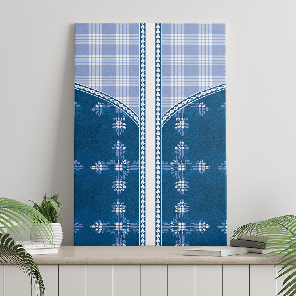 Blue Hawaii Paniolo Quilt Motif Canvas Wall Art
