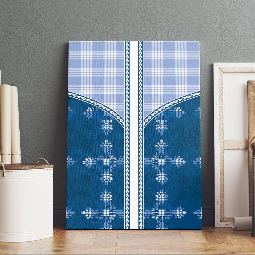 Blue Hawaii Paniolo Quilt Motif Canvas Wall Art