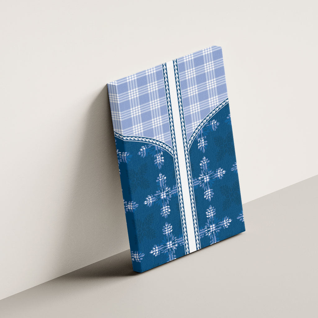 Blue Hawaii Paniolo Quilt Motif Canvas Wall Art