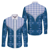 Blue Hawaii Paniolo Quilt Motif Family Matching Summer Maxi Dress and Hawaiian Shirt