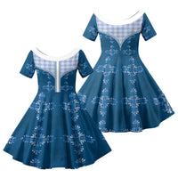 Blue Hawaii Paniolo Quilt Motif Family Matching Summer Maxi Dress and Hawaiian Shirt