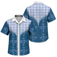 Blue Hawaii Paniolo Quilt Motif Family Matching Summer Maxi Dress and Hawaiian Shirt