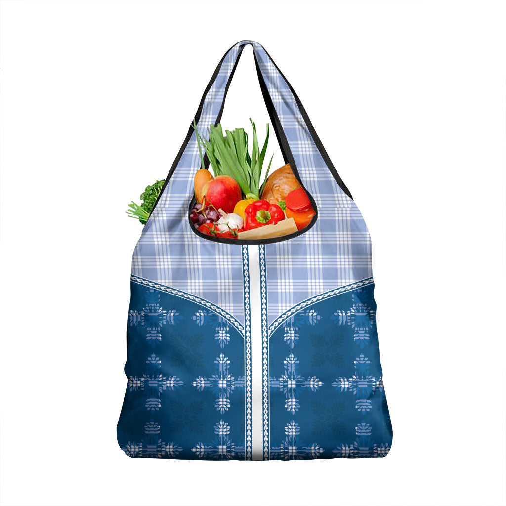 Blue Hawaii Paniolo Quilt Motif Grocery Bag LT05 1-pack One Size Blue - Polynesian Pride