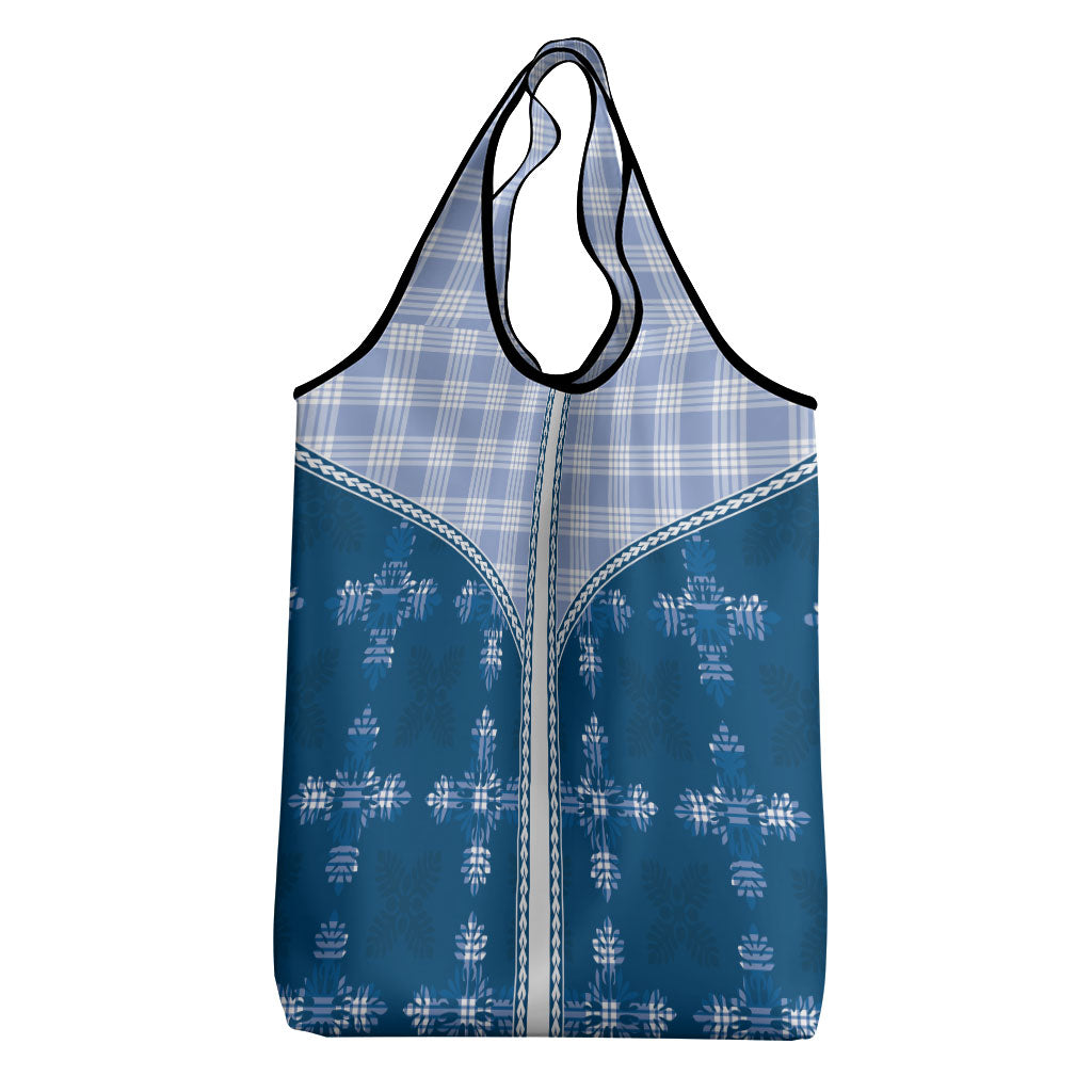 Blue Hawaii Paniolo Quilt Motif Grocery Bag