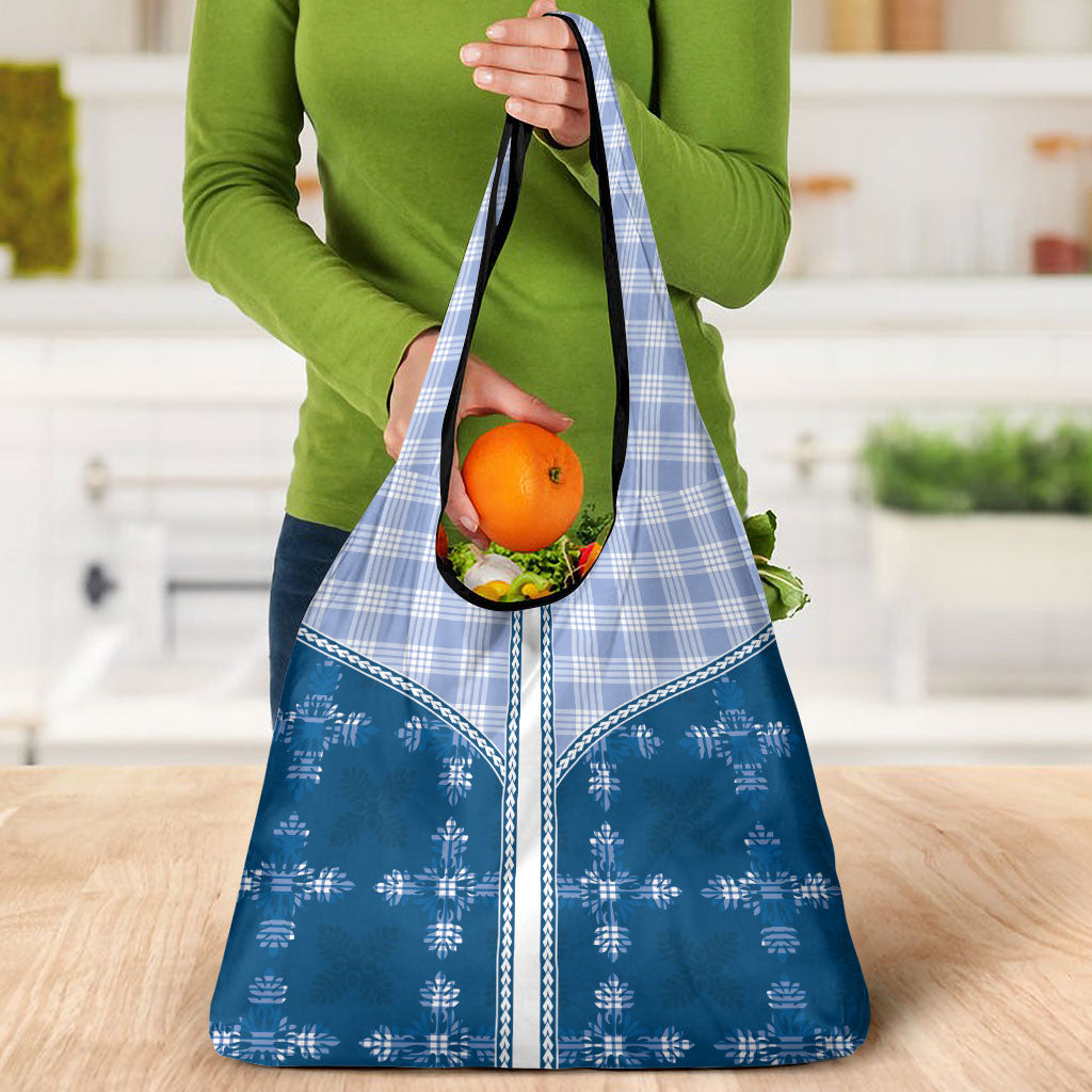 Blue Hawaii Paniolo Quilt Motif Grocery Bag