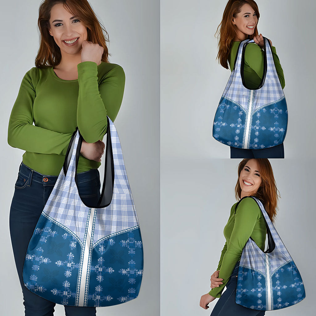 Blue Hawaii Paniolo Quilt Motif Grocery Bag
