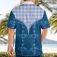 Blue Hawaii Paniolo Quilt Motif Hawaiian Shirt