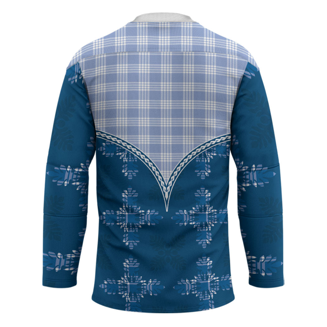 Blue Hawaii Paniolo Quilt Motif Hockey Jersey