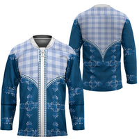 Blue Hawaii Paniolo Quilt Motif Hockey Jersey