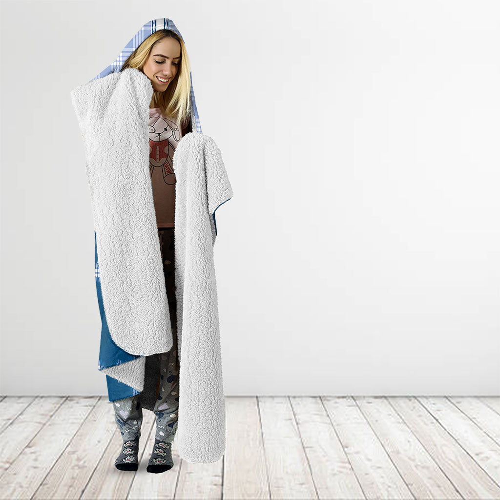 Blue Hawaii Paniolo Quilt Motif Hooded Blanket