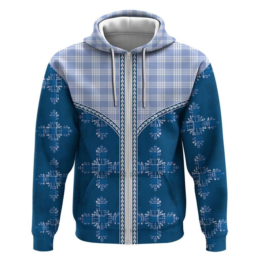 Blue Hawaii Paniolo Quilt Motif Hoodie
