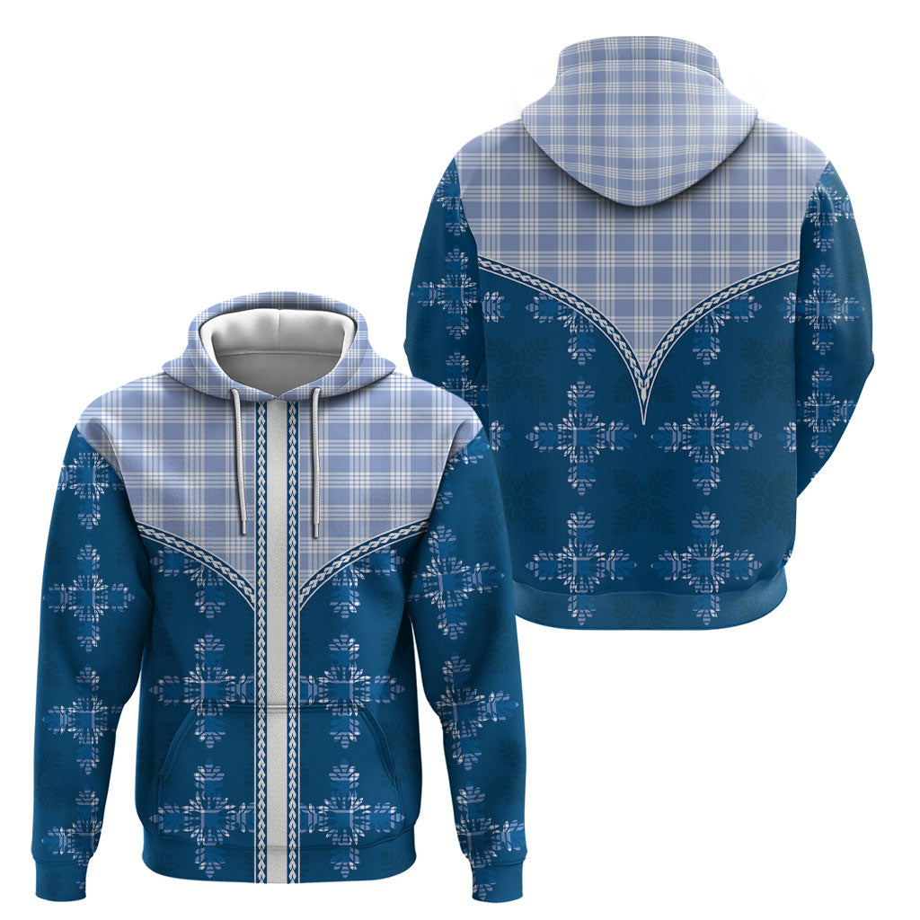 Blue Hawaii Paniolo Quilt Motif Hoodie