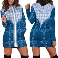 Blue Hawaii Paniolo Quilt Motif Hoodie Dress