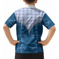 Blue Hawaii Paniolo Quilt Motif Kid Hawaiian Shirt