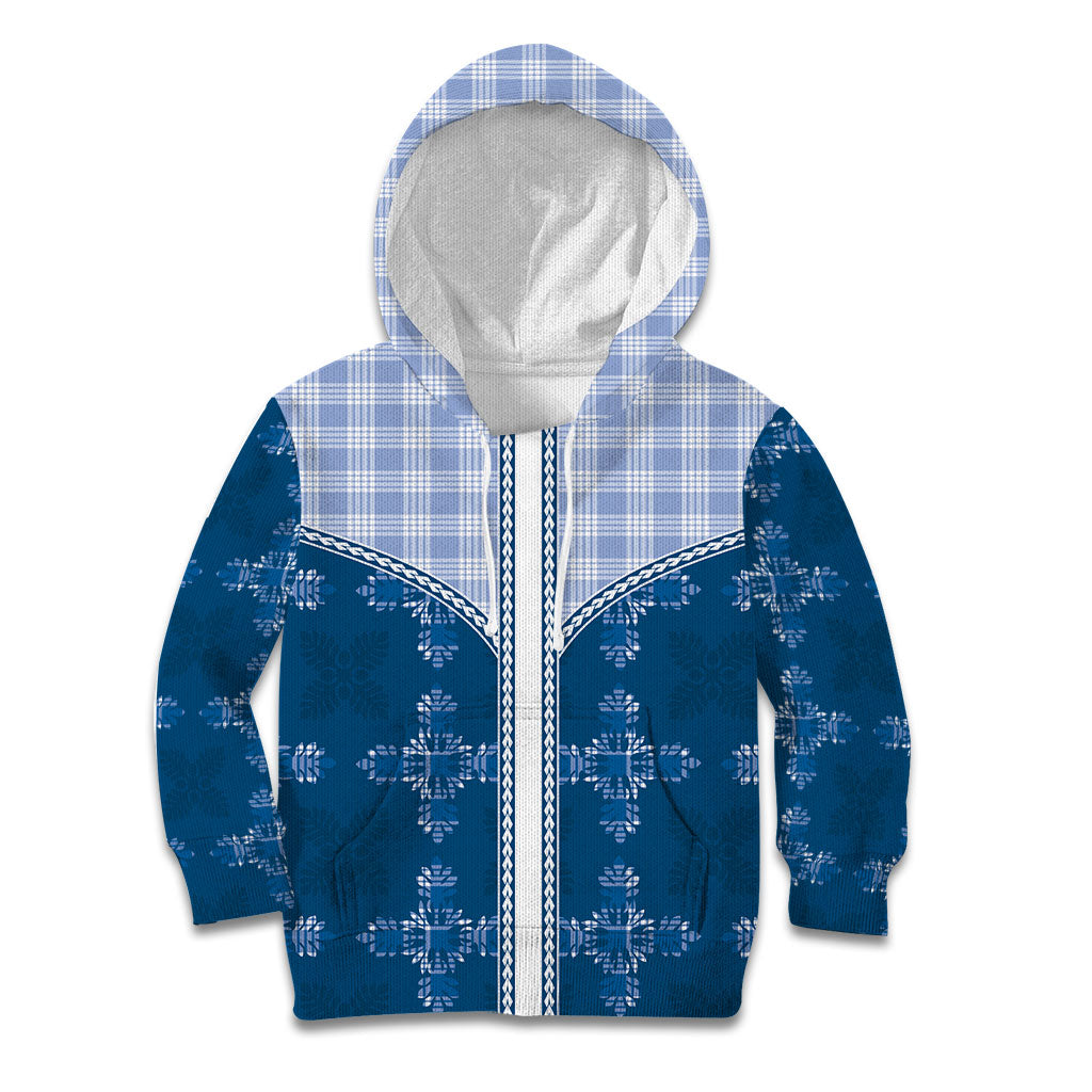Blue Hawaii Paniolo Quilt Motif Kid Hoodie
