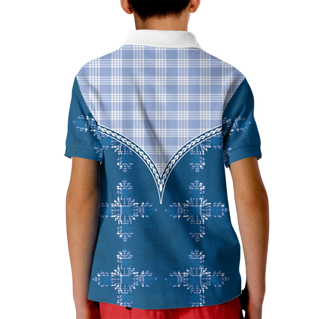 Blue Hawaii Paniolo Quilt Motif Kid Polo Shirt