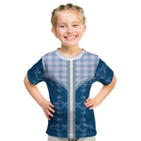 Blue Hawaii Paniolo Quilt Motif Kid T Shirt