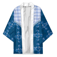 Blue Hawaii Paniolo Quilt Motif Kimono