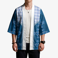 Blue Hawaii Paniolo Quilt Motif Kimono