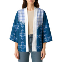 Blue Hawaii Paniolo Quilt Motif Kimono