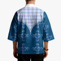 Blue Hawaii Paniolo Quilt Motif Kimono