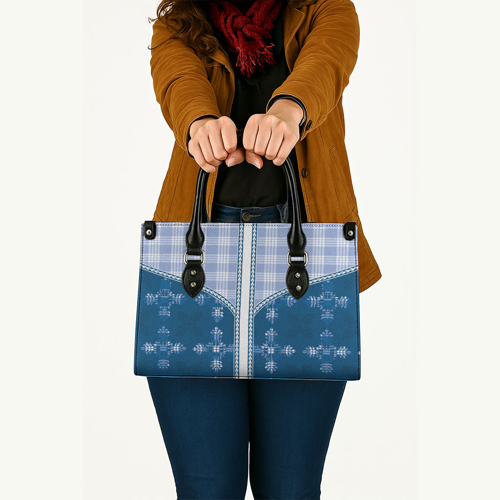 Blue Hawaii Paniolo Quilt Motif Leather Bag
