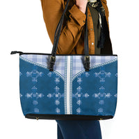 Blue Hawaii Paniolo Quilt Motif Leather Tote Bag