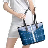 Blue Hawaii Paniolo Quilt Motif Leather Tote Bag