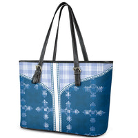 Blue Hawaii Paniolo Quilt Motif Leather Tote Bag