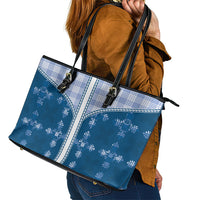 Blue Hawaii Paniolo Quilt Motif Leather Tote Bag