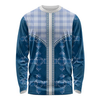 Blue Hawaii Paniolo Quilt Motif Long Sleeve Shirt