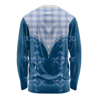 Blue Hawaii Paniolo Quilt Motif Long Sleeve Shirt