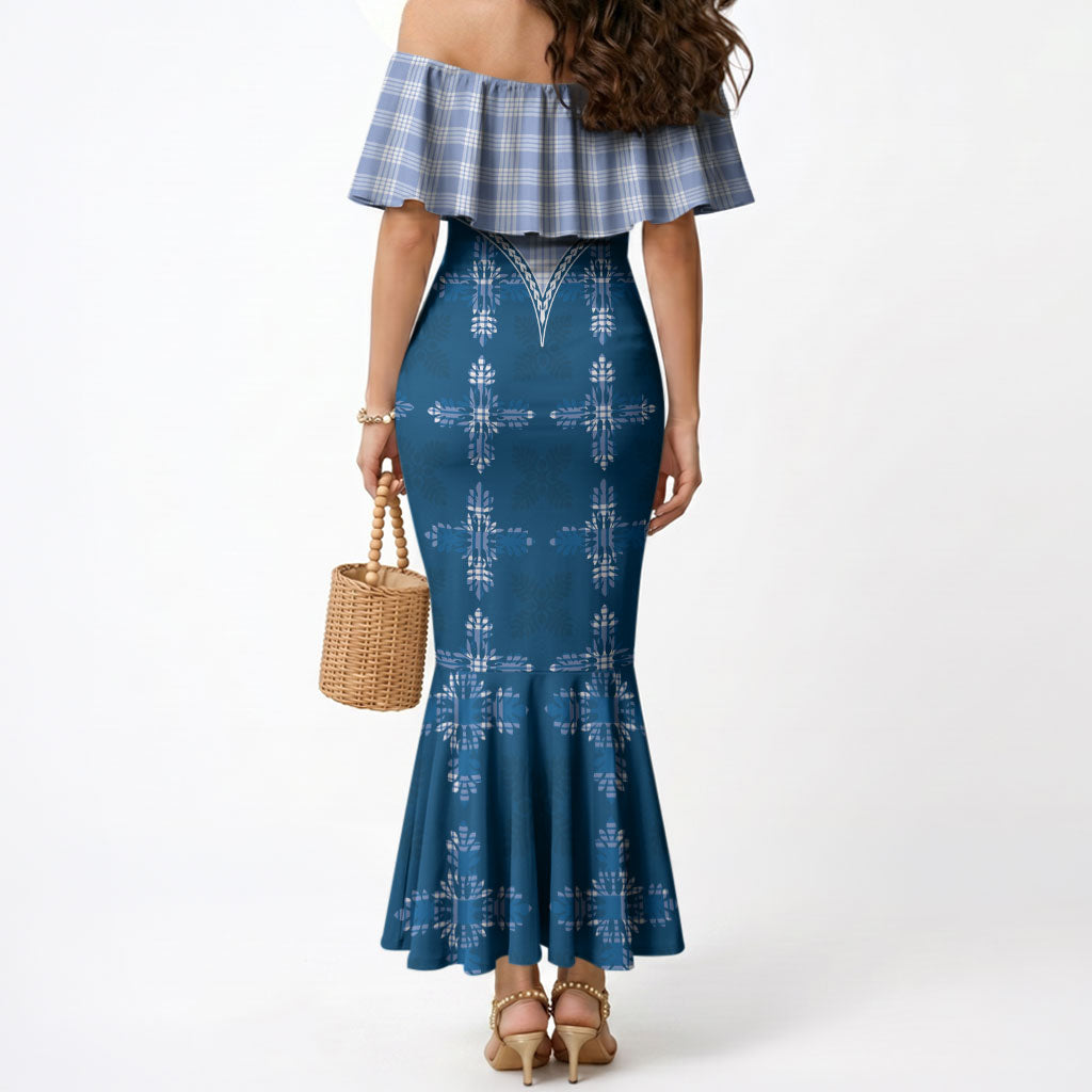 Blue Hawaii Paniolo Quilt Motif Mermaid Dress