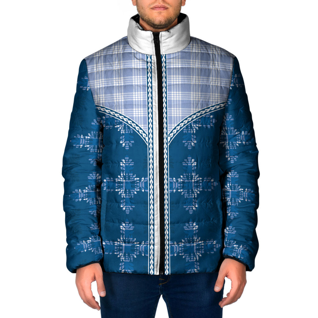 Blue Hawaii Paniolo Quilt Motif Padded Jacket
