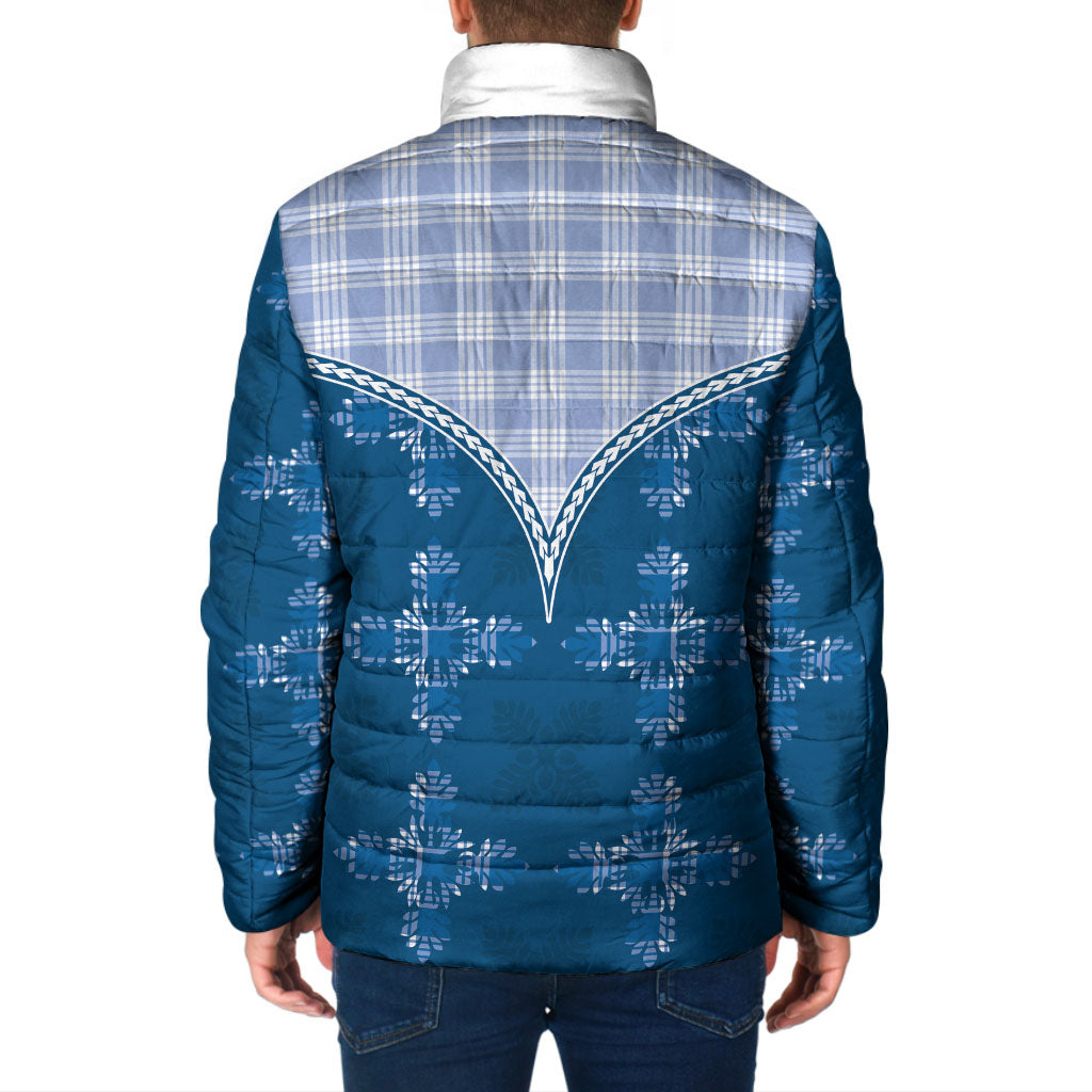 Blue Hawaii Paniolo Quilt Motif Padded Jacket