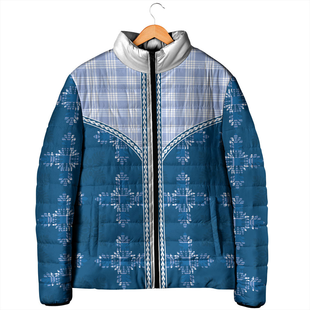 Blue Hawaii Paniolo Quilt Motif Padded Jacket