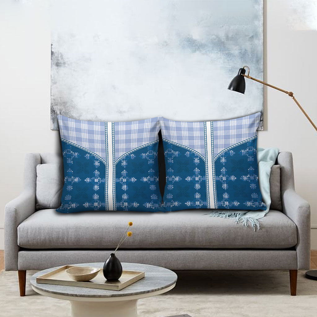 Blue Hawaii Paniolo Quilt Motif Pillow Cover