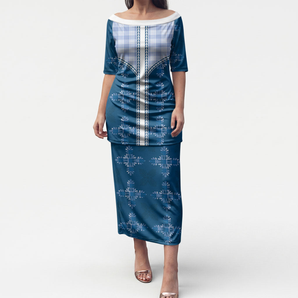 Blue Hawaii Paniolo Quilt Motif Puletasi
